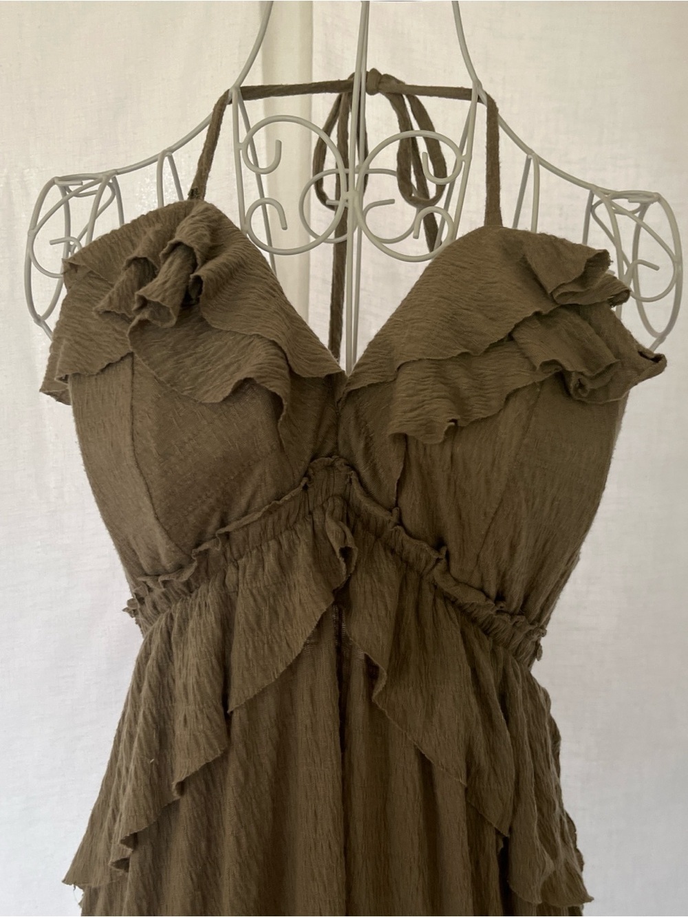 Free People Olive Green Santa Luz Ruffled Maxi Dress - Picture 4 of 7